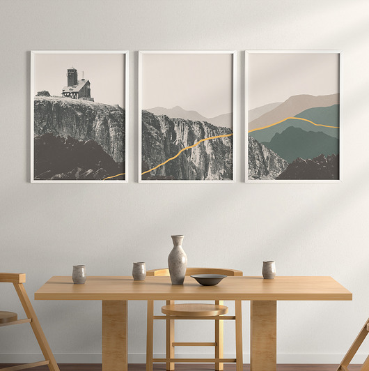 plakaty Plakaty zestaw/tryptyk góry Karkonosze, abstrakcyjne, w stylu mid-century.