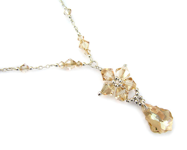kolczyki swarovski Naszyjnik Złocienie