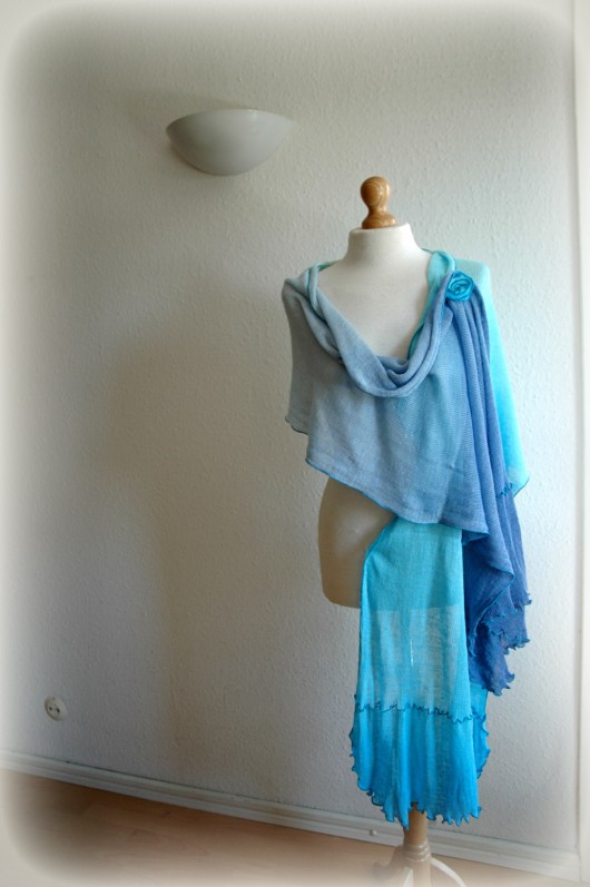 Turquoise Blue malowane lnem