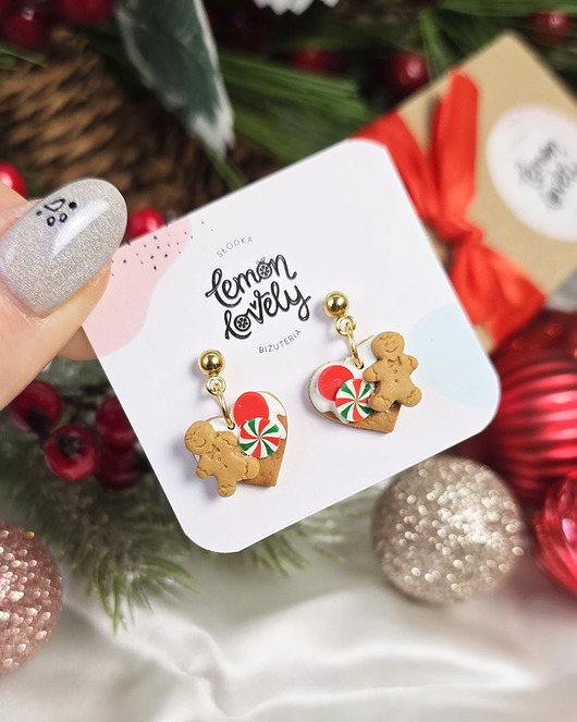biżuteria dla dzieci MINI Pierniczki serca kolczyki dla dzieci
