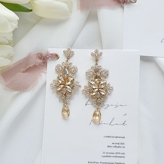 Biżuteria ślubna Kolczyki ślubne Lace Me Classic - champagne