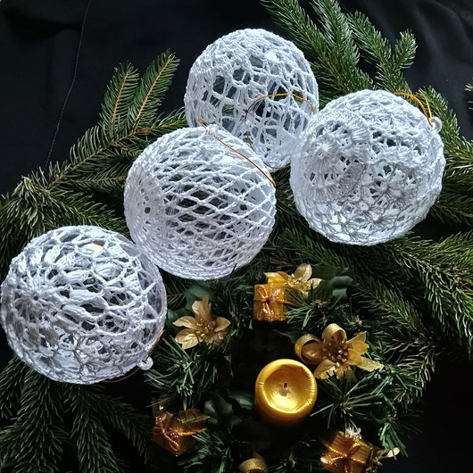 ozdoby choinkowe Bombki szydełkowe zestaw 2