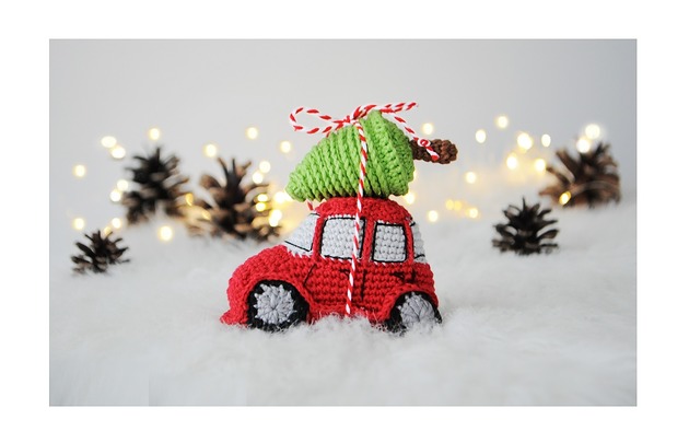 ozdoby choinkowe Samochód z choinką - ozdoba choinkowa