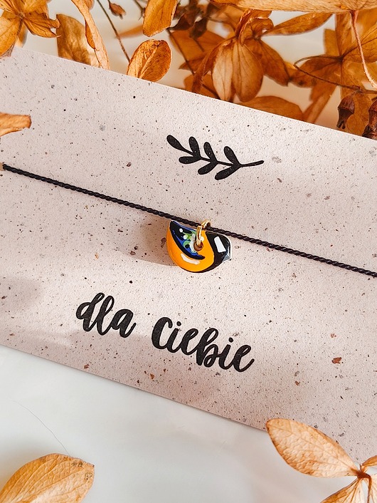 bransoletki na sznurku Bransoletka z ptaszkiem - Sikorka Bogatka, prezent na szczęście bogactwo