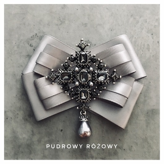 broszki Brosza  z Ogromną ozdobą Glamour! Szara perła