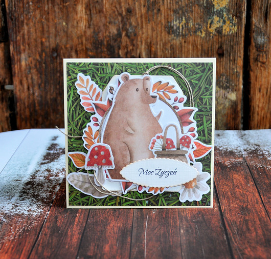 kartki scrapbooking Kartka z misiem