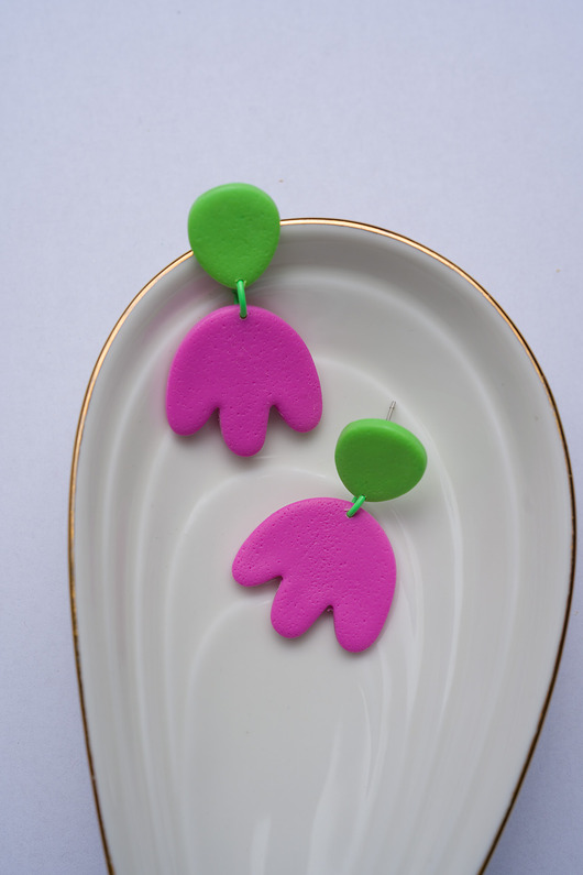 kolczyki z masy plastycznej Wiszące sztyfty tulipany