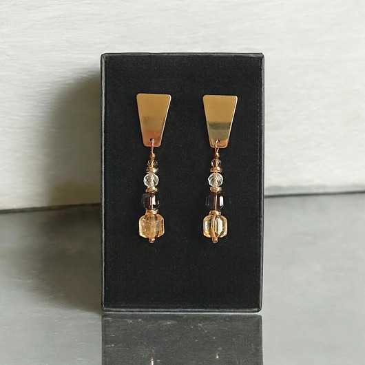 kolczyki z kamieniami Kolczyki DOBROBYT - cytryn, kwarc dymny, kryształ górski - okazałe