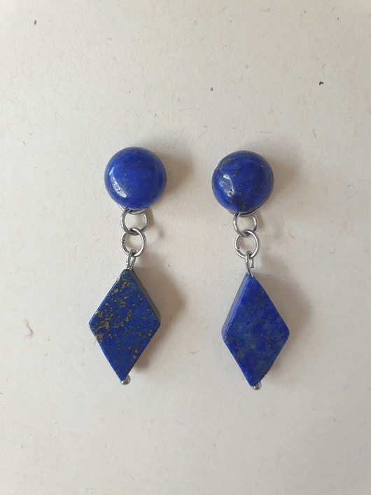 kolczyki z kamieniami Kolczyki ROMBY lapis lazuli