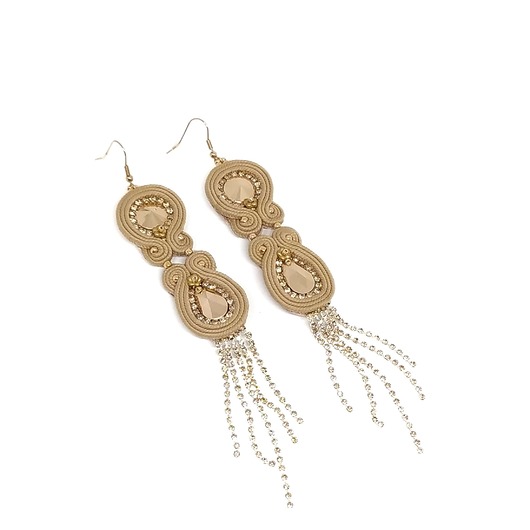kolczyki soutache Beżowe kolczyki sutasz - kolekcja Glamour