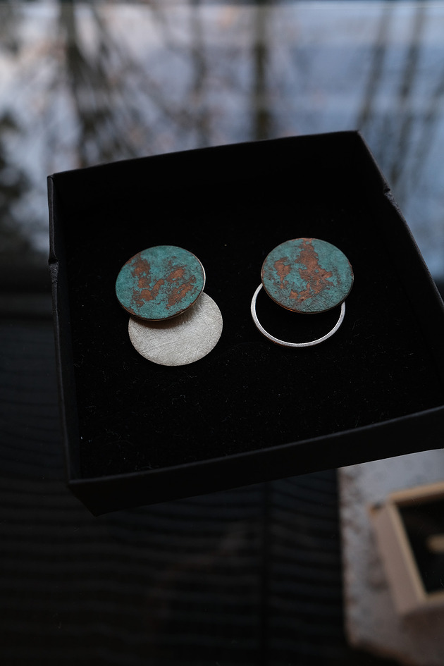kolczyki srebrne Kolczyki unikaty pink Gold Moon