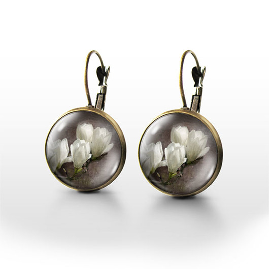 kolczyki szklane Kolczyki - Magnolia - brąz