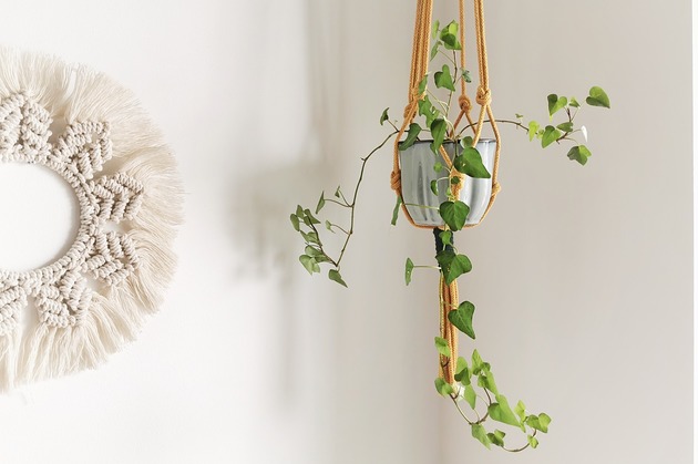 Makramowy kwietnik w stylu minimalistycznym Hygge Macrame