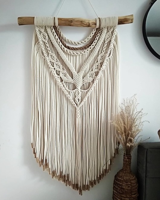 Makrama Boho ecru Zaplątana W Sznurki