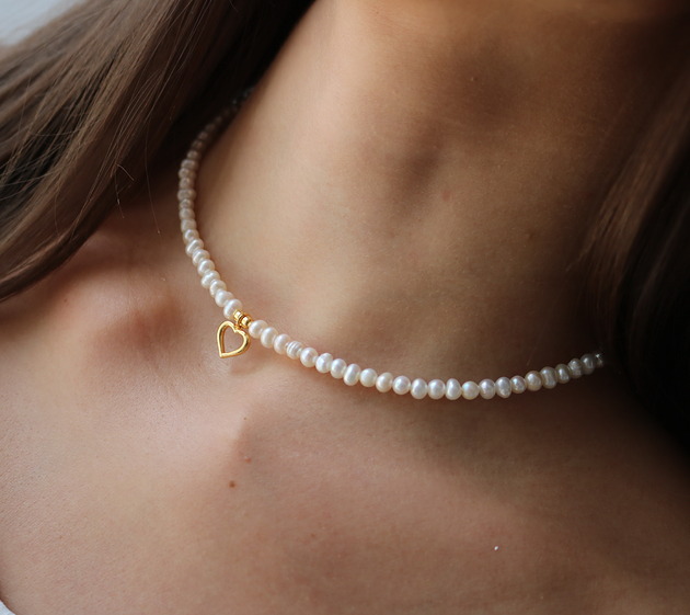 chokery Choker naszyjnik perły naturalne- srebro 925 pozłacane