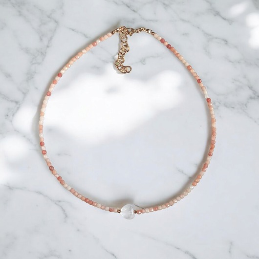 chokery Choker z serduszkiem: awenturyn łososiowy i kryształ górski