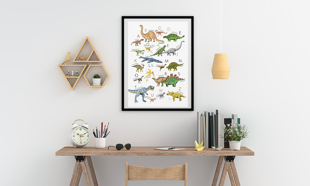 obrazy i plakaty do pokoju dziecięcego alfabet dinozaurów