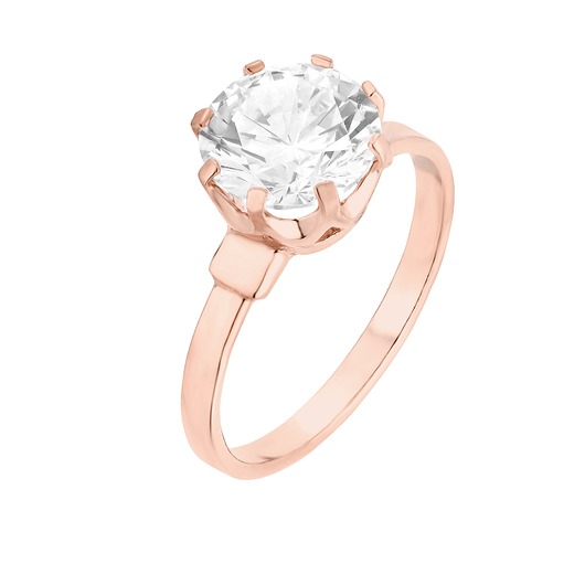 pierścionki złote Pierścionek z różowego złota z dużą cyrkonią