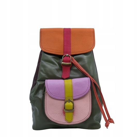 plecaki Plecak damski kolorowy skórzany regulowane szelki pojemny OLIVKA