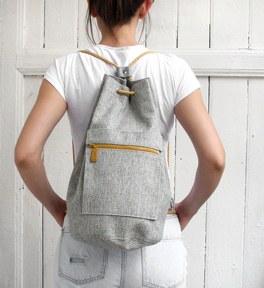  worek plecak - grey&ocher&flowers -  elfagado