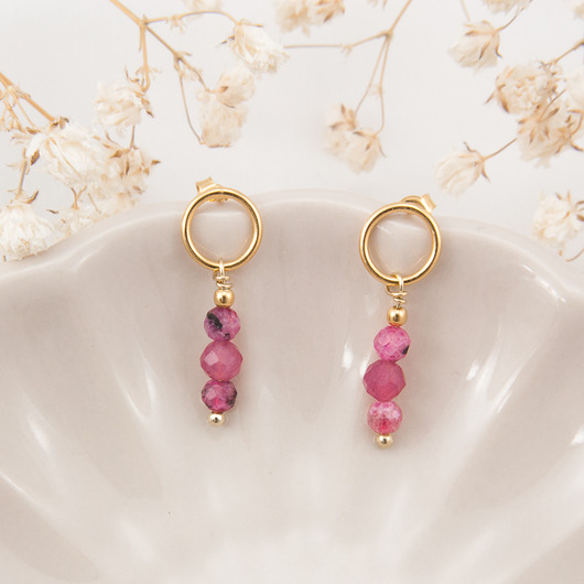 kolczyki pozłacane Kolczyki złote koła Rubin - Lipiec