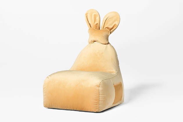 pufa dla dziecka Pufa siedzisko Funny Bunny VELVET- Żółta