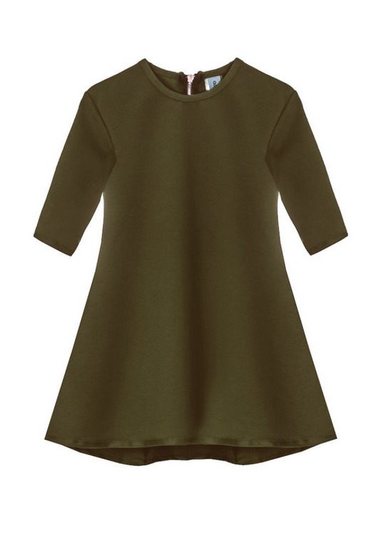 Sukienka dresowa dziecięca typu klosz khaki Stylowo