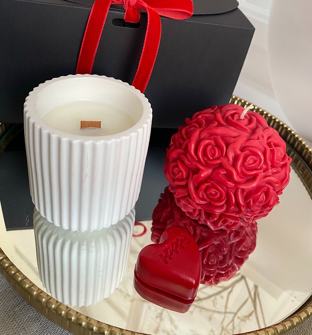 świeczniki i świece Walentynkowy zestaw prezentowy świece ekologiczne sojowe