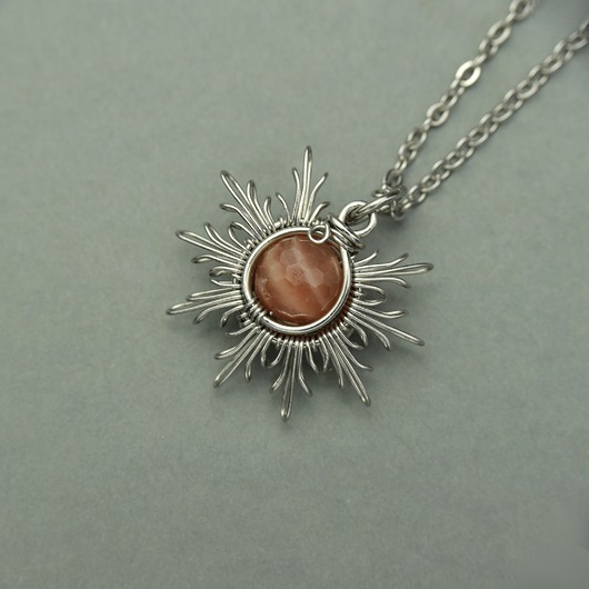 wisiory Wisiorek słoneczko kamień słoneczny wire wrapping słońce
