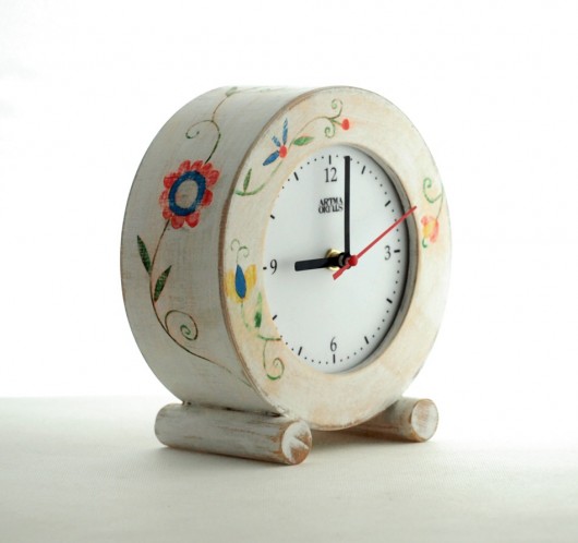 zegarek OldE circle biały Folk Clock Wood Studio