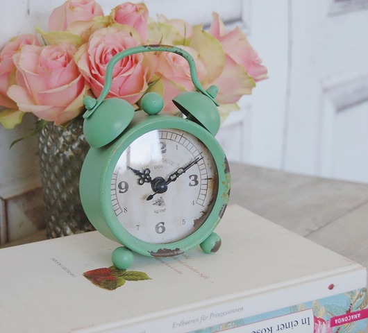 ZEGAR budzik Shabby Chic zielony  LaProvence