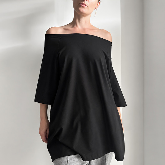 t-shirt damskie Czarna bluzka raglan
