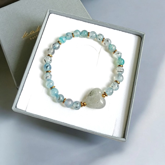 bransoletki z kamieni naturalnych Serce z labradorytu i agat smoczy