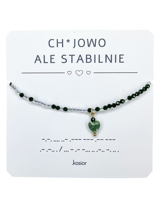 bransoletki na sznurku Bransoletka z Alfabetem Morse Awenturyn, Opal, Agat i Szmaragd Nilu