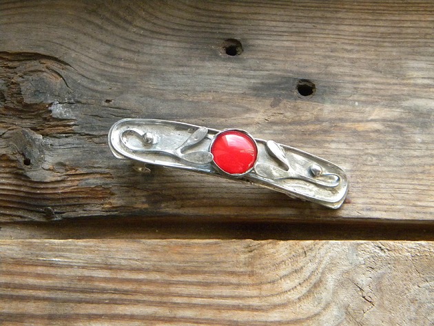 spinki i klamry do włosów Świetlista czerwień  w listkach    - klamra