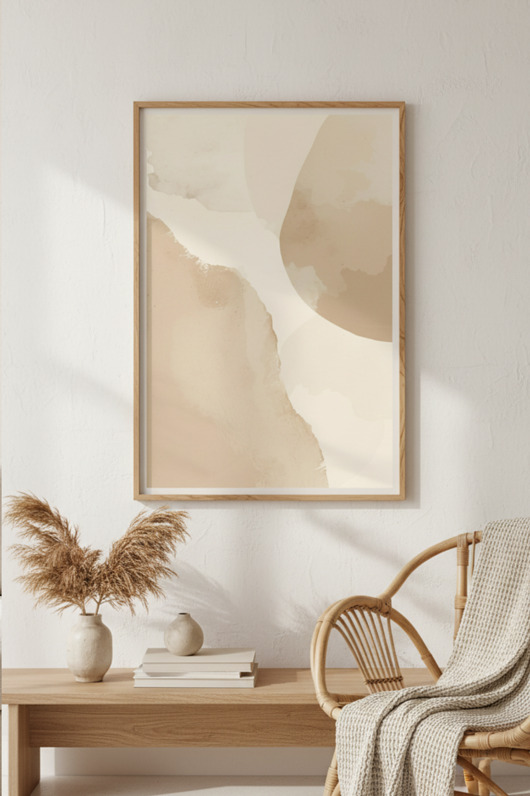 grafiki i ilustracje PLAKAT dekoracyjny abstrakcyjny wabi sabi japandi beżowy