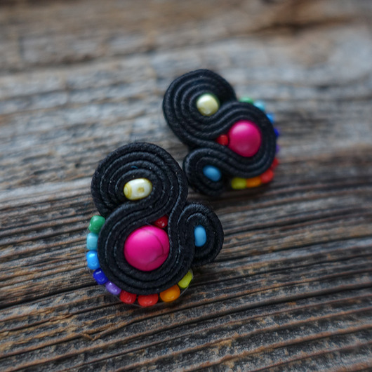 kolczyki soutache Kolorowe Lentinki- kolczyki soutache