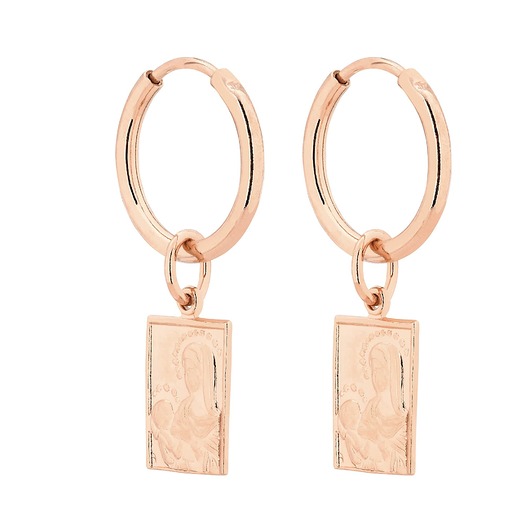 kolczyki srebrne Kolczyki z medalikami z różowego złota