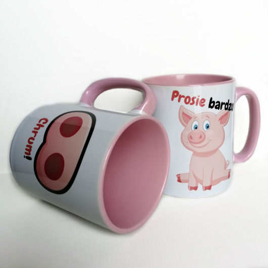 Kubek z Świnką - różowo-biały CandySox