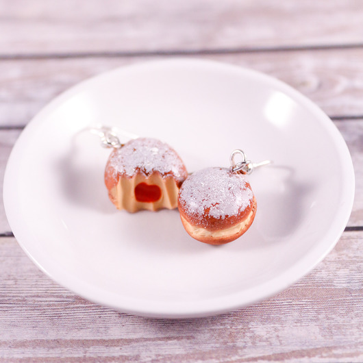 Kolczyki pączki z cukrem pudrem tłusty czwartek Lemon Lovely