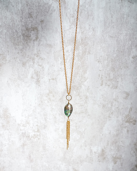 wisiory Długi naszyjnik wisior z muszlą Paua