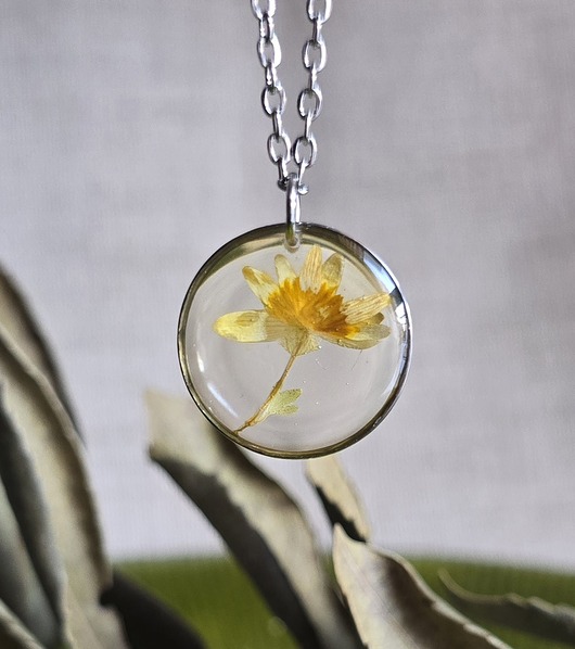 wisiory Wieczne kwiaty srebrny wisiorek dziki kwiat suszony prawdziwy