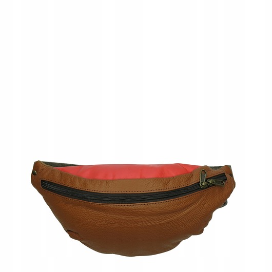 saszetka nerka Nerka skórzana wygodna pojemna damska ze skrawków OLIVKA