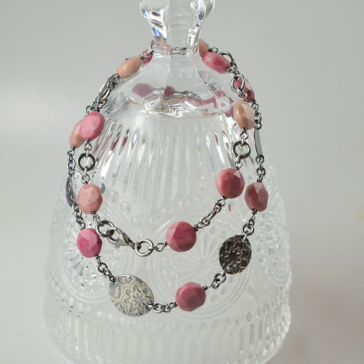 srebrne naszyjniki Elnora - srebrny naszyjnik z rodonitem