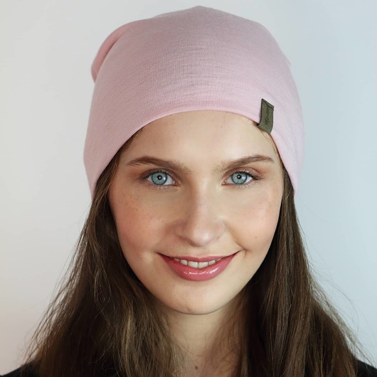 czapki damskie Ana Moroles, Czapka 100% merino, pudrowy róż