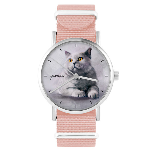 zegarki damskie Zegarek - Kot brytyjski - brzoskwiniowy róż