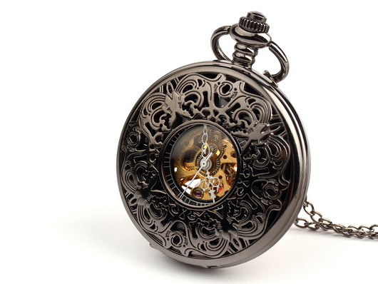 zegarki na łańcuszku Zegarek nakręcany - AŻUR IV (DARK) BLACK DIAL