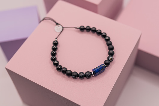 biżuteria męska Bransoletka Męska z Lapisem Lazuli i Onyksem