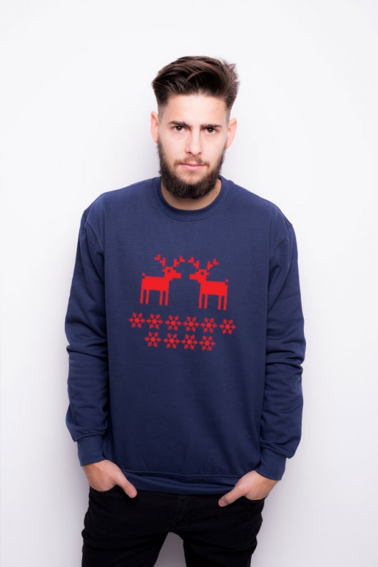Bluza męska granatowa z motywem renifera. AllbagAllprints