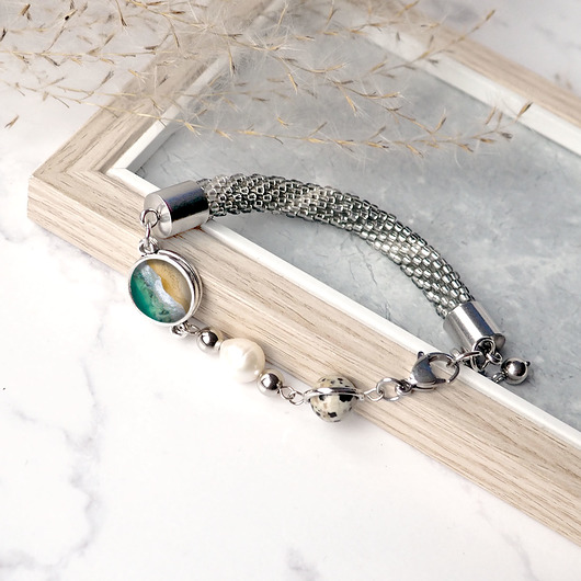 bransoletki - inne SILVER SNAKE & SEASIDE - UNIKATOWA interesująca bransoletka